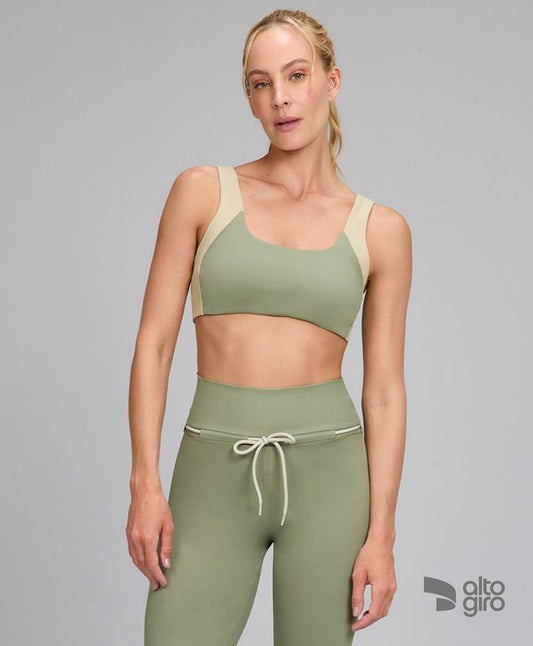 Top Dupla Face Bicolor Verde Alecrim Alto Giro