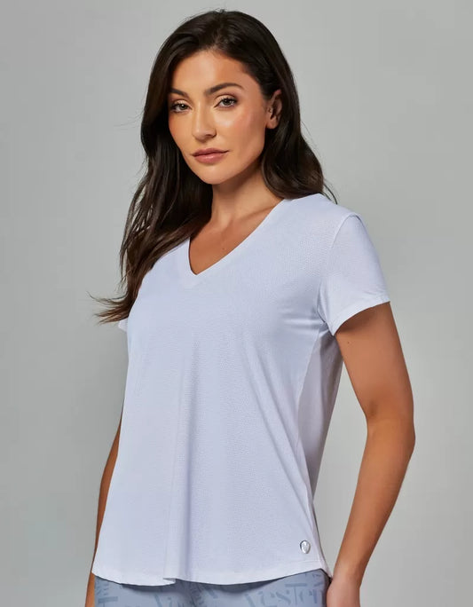 Blusa Manga Curta Dry Fit Janice Branco Vestem