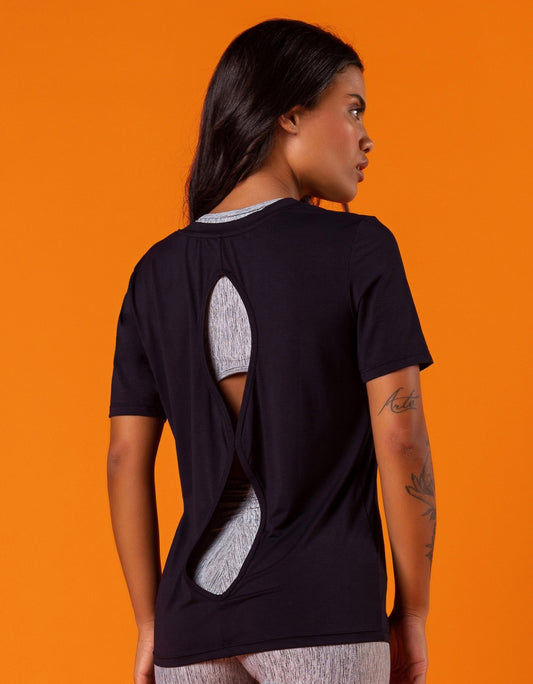 Blusa Dry Fit Manga Curta Shanti Preto Vestem