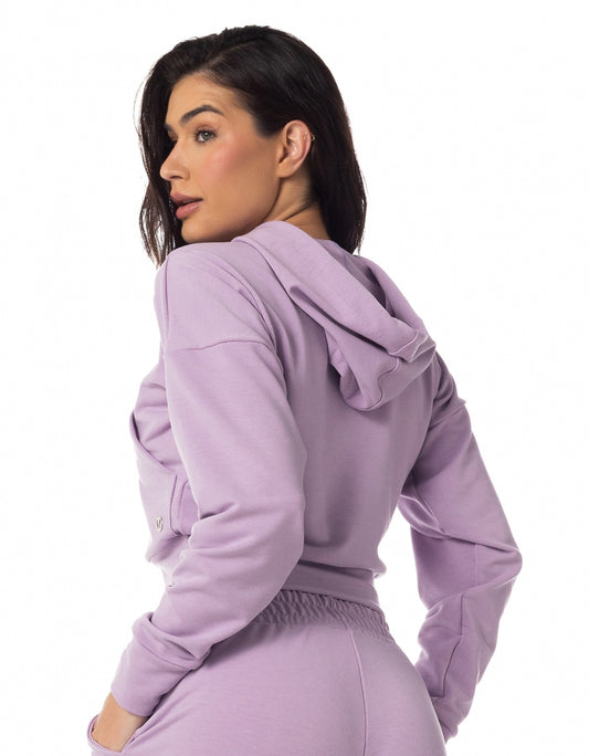 Blusa Moletom com Capuz Lilas Vestem