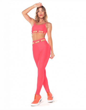 Conjunto Top e Legging Elástico Hera Rosa Electra Vestem