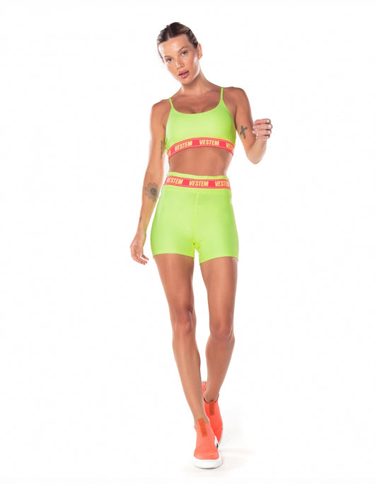 Conjunto Top e Shorts Elástico Hera Amarelo Neon Vestem