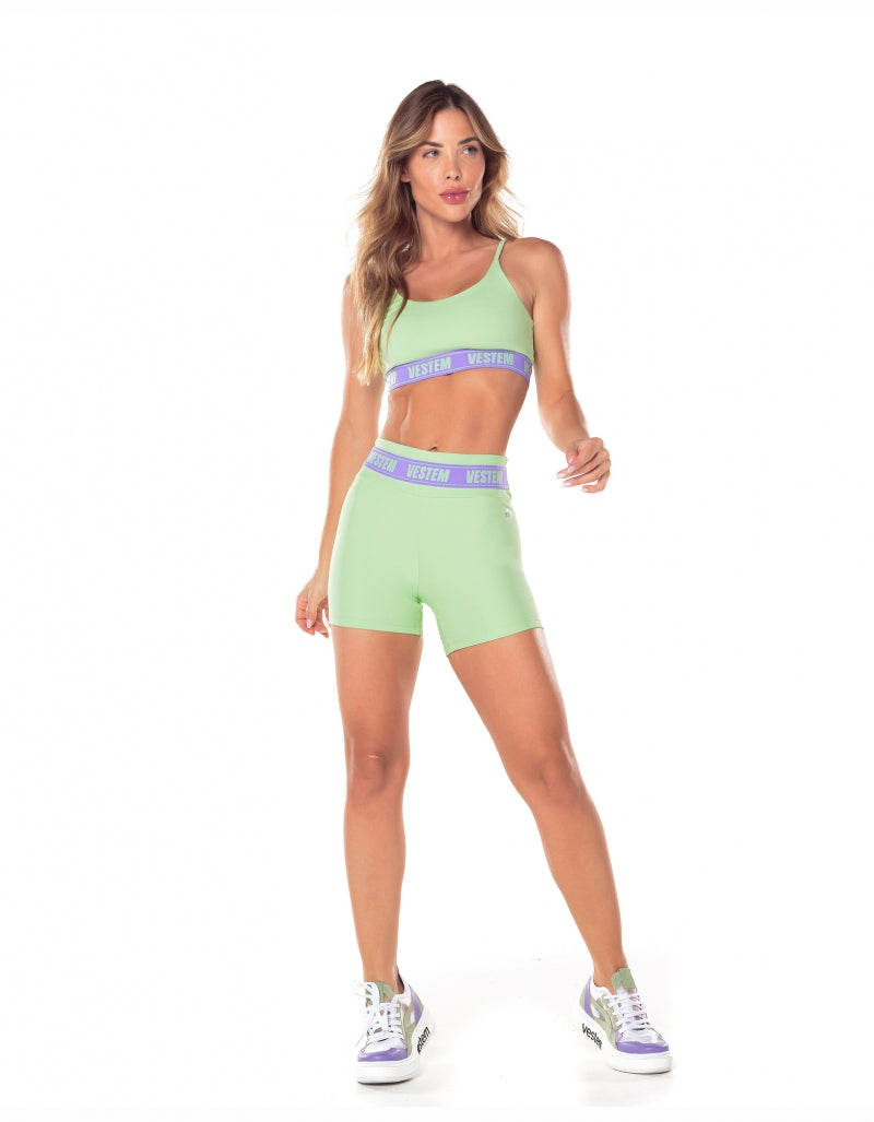 Conjunto Top e Shorts Elástico Hera Verde Menta Vestem