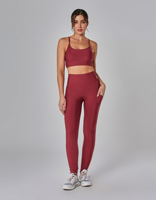 Conjunto Top e Legging com Bolso Focus Vermelho Vestem