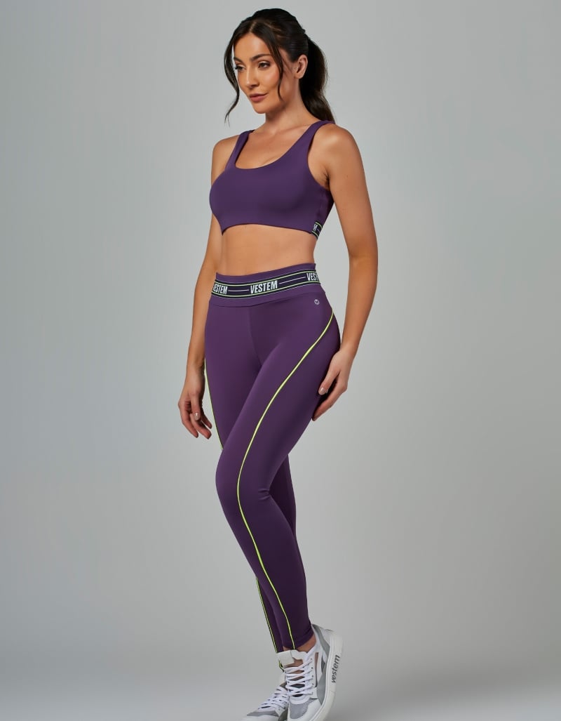 Conjunto Top e Legging Fusô Elástico Impulse Roxo Ametista Vestem