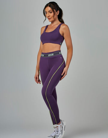 Conjunto Top e Legging Fusô Elástico Impulse Roxo Ametista Vestem