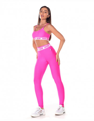 Conjunto Top e Legging Elástico Hera Pink Neon Vestem