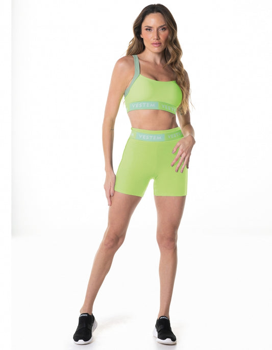 Conjunto Top e Shorts Bold Verde Neon Vestem