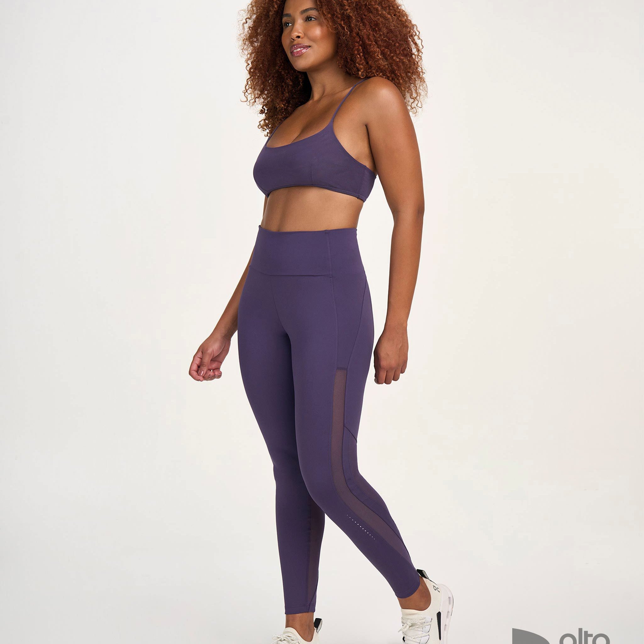 Legging Tule Refletivos Roxo Velvet Alto Giro