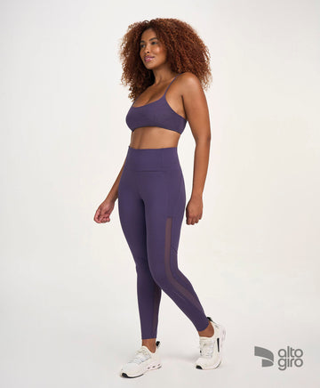 Legging Tule Refletivos Roxo Velvet Alto Giro